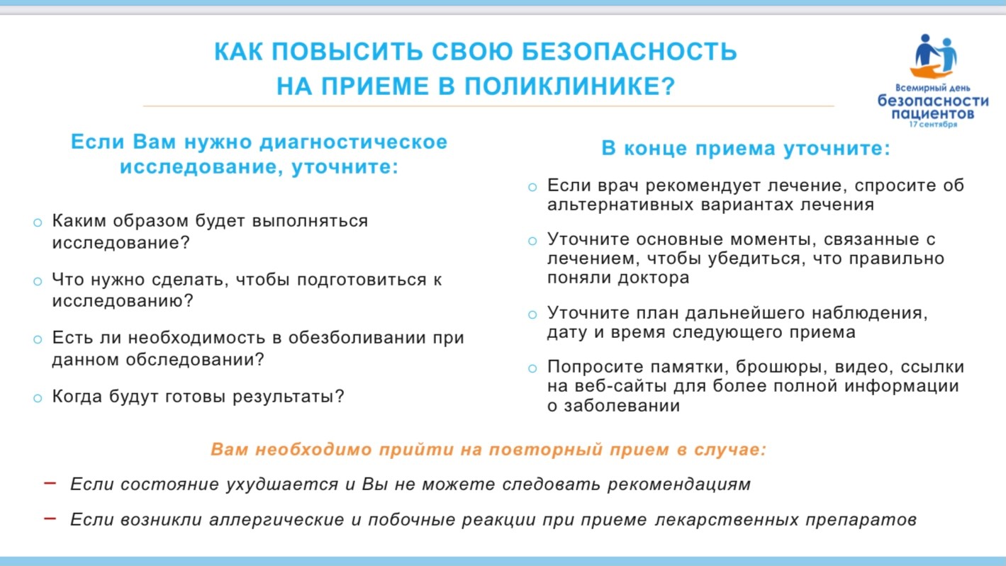 Неделя безопасности пациента и популяризации Центров здоровья 